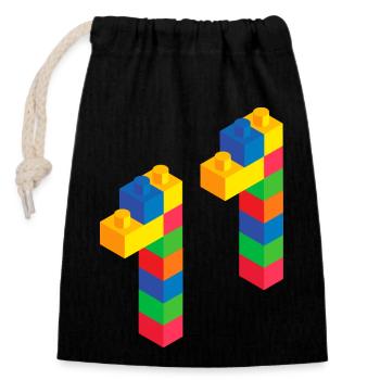 Cute Block Building 11th Birthday Gift 11 Year - Closable cotton gift bag (14x20cm) - black - Front