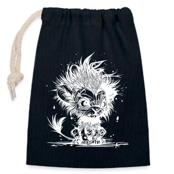 Cuddly little bad kids lion with mane - Closable cotton gift bag (14x20cm) - navy - Front