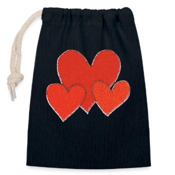 Impressionnisme de cœur - Sac cadeau en coton avec cordon (14 x 20 cm) - bleu marine - Devant
