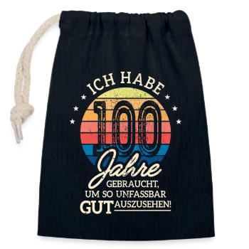100. Geburtstag Geschenk Habe 100 Jahre Gebraucht - Verschließbarer Geschenkbeutel aus Baumwolle (14x20cm) - Navy - Vorne