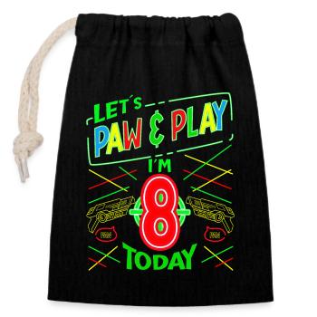 Lets Paw & Play in the 8 Years Old Today Laser Tag - Closable cotton gift bag (14x20cm) - black - Front