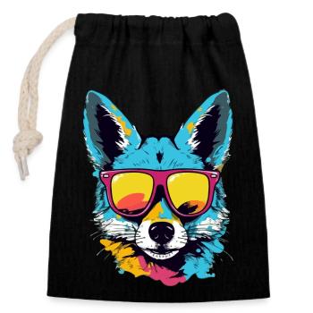 Blue the Jackal - Closable cotton gift bag (14x20cm) - black - Front