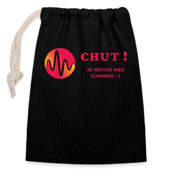 Chut je révise mes gammes - Sac cadeau en coton avec cordon (14 x 20 cm) - noir - Devant
