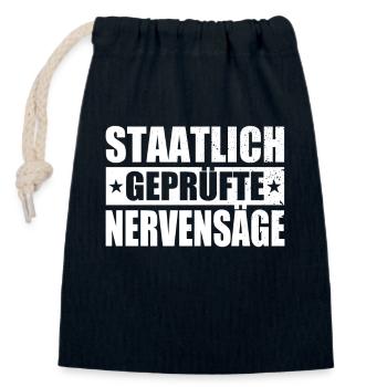 Staatlich Geprüfte Nervensäge Schwester Pubertät - Verschließbarer Geschenkbeutel aus Baumwolle (14x20cm) - Navy - Vorne