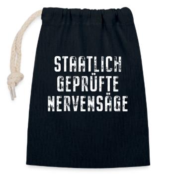 Staatlich Geprüfte Nervensäge Schwester Pubertät - Verschließbarer Geschenkbeutel aus Baumwolle (14x20cm) - Navy - Vorne