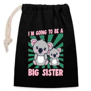 Going To Be A Big Sister Koala Promoted To Sister - Closable cotton gift bag (14x20cm) - black - Front