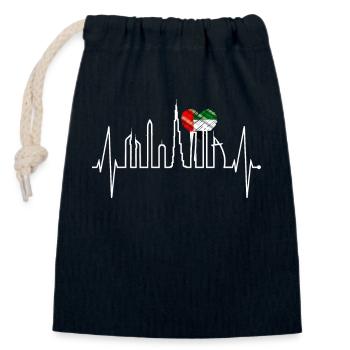 Dubai Skyline Herzschlag Burj Khalifa VAE Flagge - Verschließbarer Geschenkbeutel aus Baumwolle (14x20cm) - Navy - Vorne