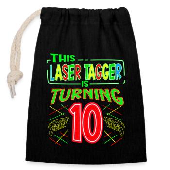 This Laser Tagger Is Turning 10 Years Old Laser - Verschließbarer Geschenkbeutel aus Baumwolle (14x20cm) - Schwarz - Vorne
