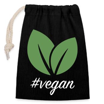 #vegan Vegan Design - Verschließbarer Geschenkbeutel aus Baumwolle (14x20cm) - Schwarz - Vorne