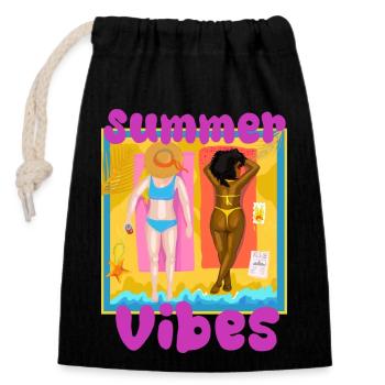 Summer vibes - Verschließbarer Geschenkbeutel aus Baumwolle (14x20cm) - Schwarz - Vorne