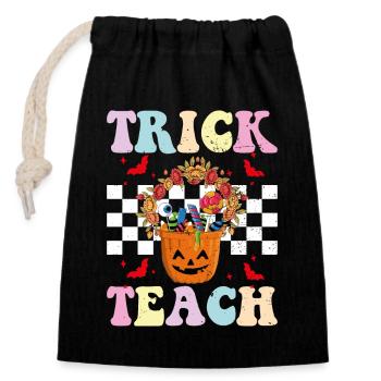 Trick oder lehren Sie lustige Halloween-Lehrer - Verschließbarer Geschenkbeutel aus Baumwolle (14x20cm) - Schwarz - Vorne