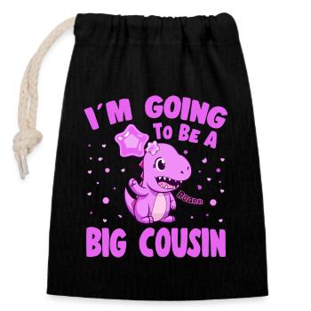 Going To Be A Big Cousin Dinosaur Promoted Cousin - Closable cotton gift bag (14x20cm) - black - Front