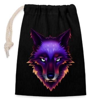 Wolf - Closable cotton gift bag (14x20cm) - black - Front