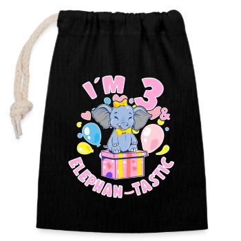 Birthday Elephant 3 Years Old Bday Party Gift - Closable cotton gift bag (14x20cm) - black - Front