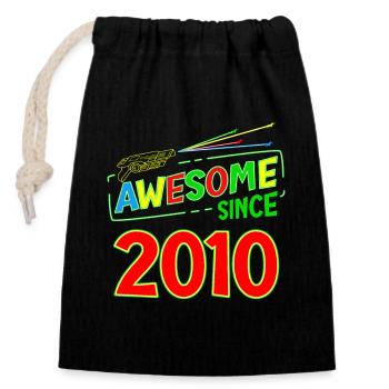 13 Years Old Awesome Since 2010 Laser Tag Birthday - Closable cotton gift bag (14x20cm) - black - Front