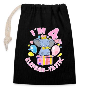 Birthday Elephant 4 Years Old Bday Party Gift - Closable cotton gift bag (14x20cm) - black - Front