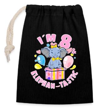Birthday Elephant 8 Years Old Bday Party Gift - Verschließbarer Geschenkbeutel aus Baumwolle (14x20cm) - Schwarz - Vorne