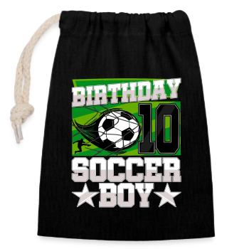 10th birthday Boy Soccer 10 Years Old Gifts - Closable cotton gift bag (14x20cm) - black - Front