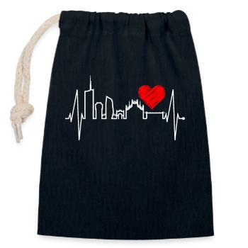 Milan Skyline Italy Heartbeat Fan Love Milano - Closable cotton gift bag (14x20cm) - navy - Front