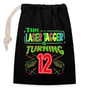 This Laser Tagger Is Turning 12 Years Old Laser - Verschließbarer Geschenkbeutel aus Baumwolle (14x20cm) - Schwarz - Vorne
