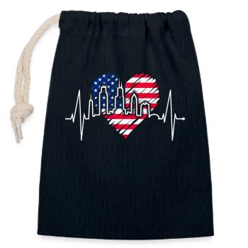 Chicago Skyline Herzschlag USA Herz I Love Chicago - Verschließbarer Geschenkbeutel aus Baumwolle (14x20cm) - Navy - Vorne