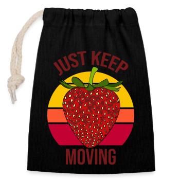 just keep moving - Closable cotton gift bag (14x20cm) - black - Front