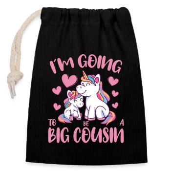 Going To Be A Big Cousin Unicorn Promoted To Big - Closable cotton gift bag (14x20cm) - black - Front