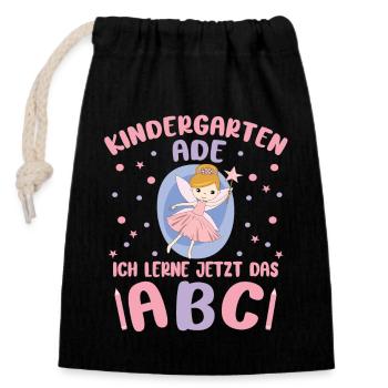 Bye Kindergarten Einhorn Kita Abgänger Mädchen - Verschließbarer Geschenkbeutel aus Baumwolle (14x20cm) - Schwarz - Vorne