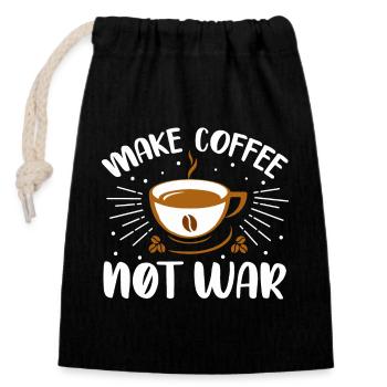 make coffee not war- coffee- Kaffee geschenke - Verschließbarer Geschenkbeutel aus Baumwolle (14x20cm) - Schwarz - Vorne