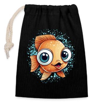 Small Sweet Fish - Closable cotton gift bag (14x20cm) - black - Front