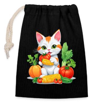 Organic Cat - Closable cotton gift bag (14x20cm) - black - Front