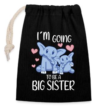 Promoted To Going To Be A Big Sister Cute Elephant - Closable cotton gift bag (14x20cm) - black - Front