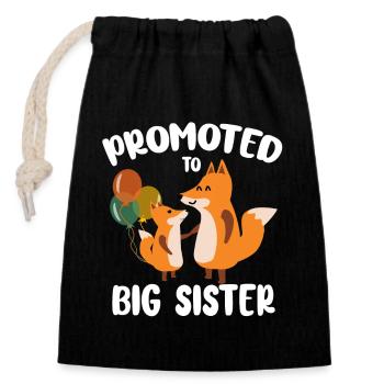 Promoted To Big Sister For Girls And Cute Fox - Closable cotton gift bag (14x20cm) - black - Front