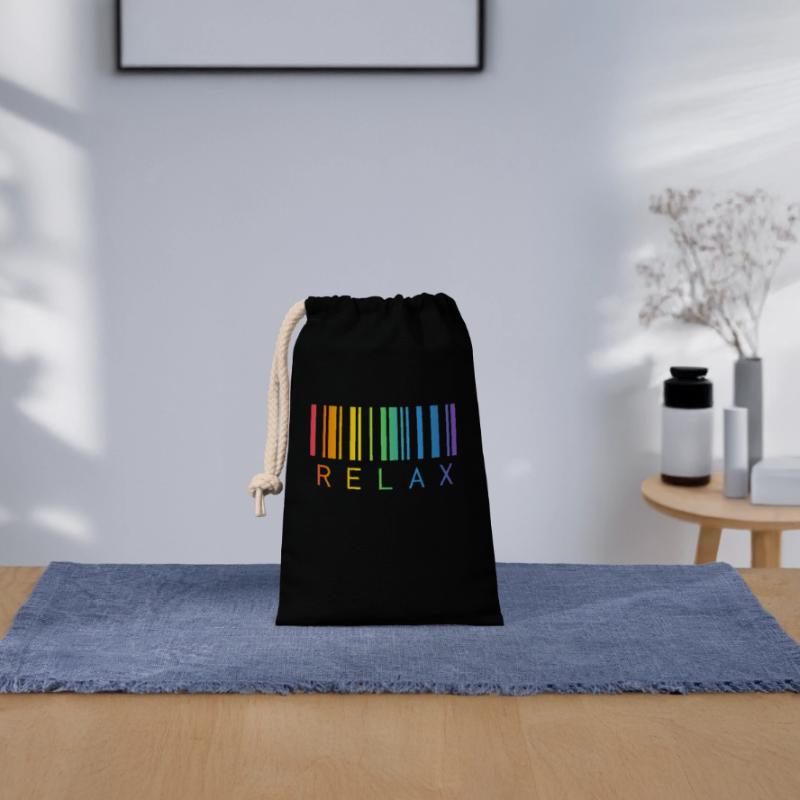 RELAX, CODE-BARRES, STRICHCODE Sac cadeau en coton avec cordon (14 x 20 cm)