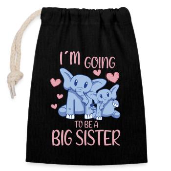 Promoted To Going To Be A Big Sister Proboscideans - Closable cotton gift bag (14x20cm) - black - Front