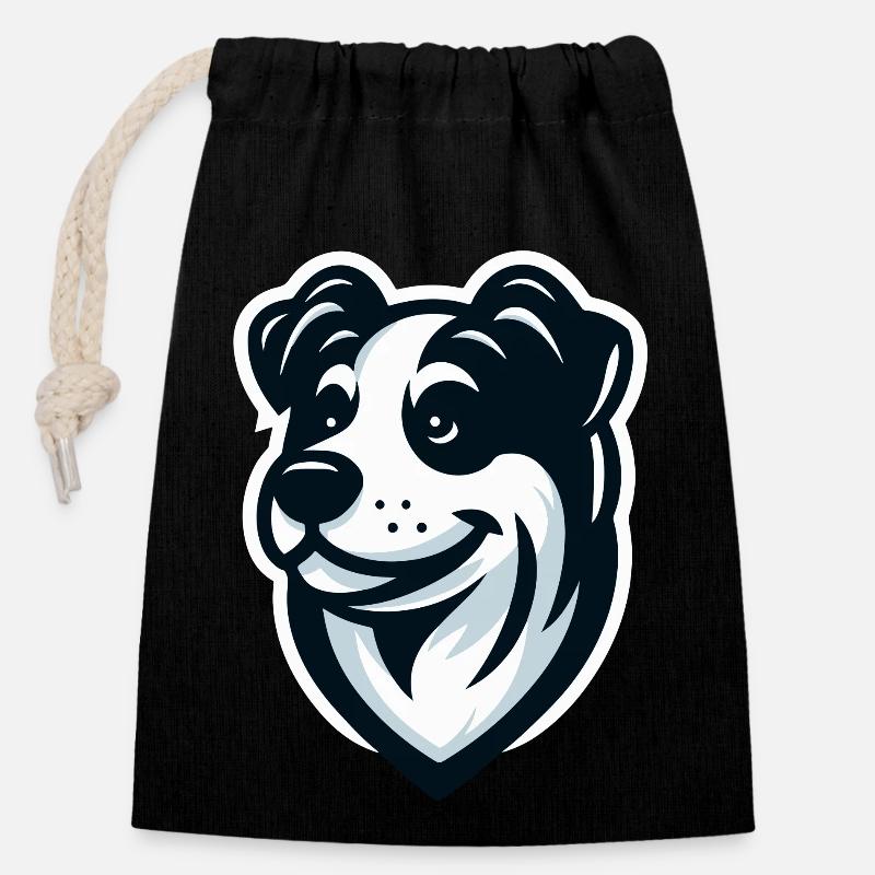 Levrette : Illustration d’un ami - Sac cadeau en coton avec cordon (14 x 20 cm) - noir