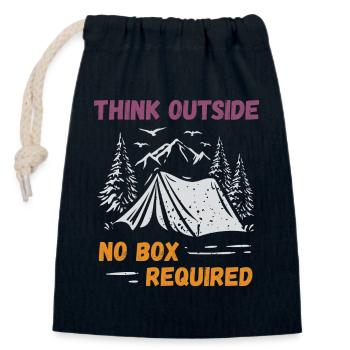 Camping, Hiking, Forest - Think Outside - Closable cotton gift bag (14x20cm) - navy - Front