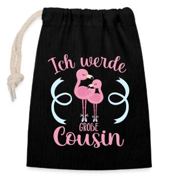 Bald Große Cousine Flamingo Mädchen Nachwuchs Idee - Verschließbarer Geschenkbeutel aus Baumwolle (14x20cm) - Schwarz - Vorne