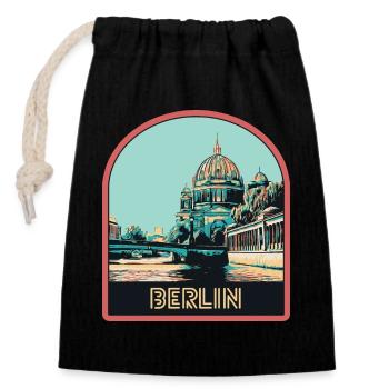 Illustration Historic Center of Berlin - Closable cotton gift bag (14x20cm) - black - Front