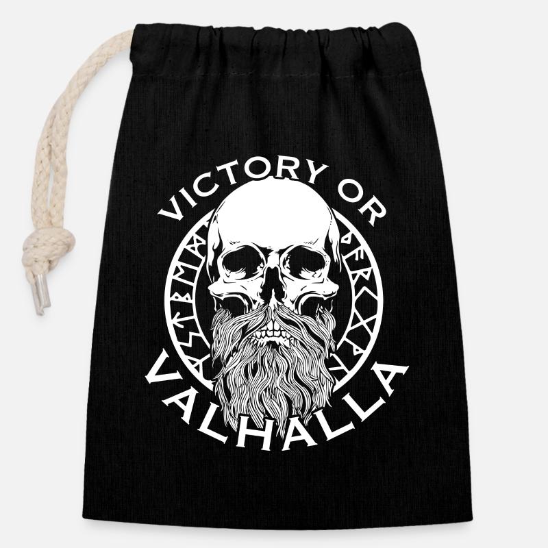 Victoria or Valhalla - Closable cotton gift bag (14x20cm) - black