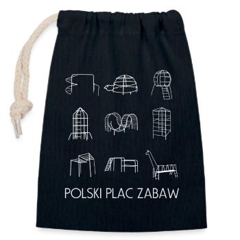 Plac Zabaw, Poland - Closable cotton gift bag (14x20cm) - navy - Front