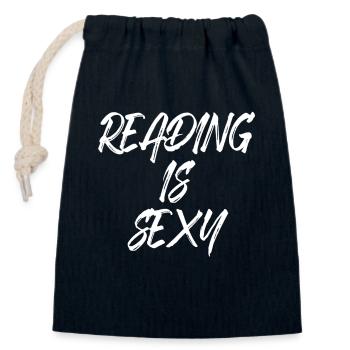 Reading Is Sexy Leseratte Bücherwurm Bücher Lesen - Verschließbarer Geschenkbeutel aus Baumwolle (14x20cm) - Navy - Vorne