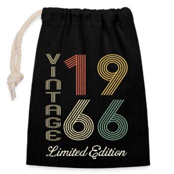 1966 Geburtstag Geboren 1966 Vintage Retro. Editio - Verschließbarer Geschenkbeutel aus Baumwolle (14x20cm) - Schwarz - Vorne