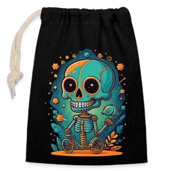 Skeleton - Closable cotton gift bag (14x20cm) - black - Front