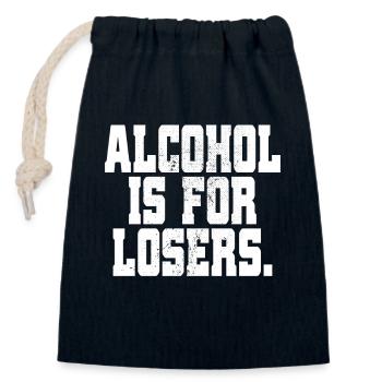 L’alcool est pour les perdants Alkoholfrei Sober Ohne Alk - Sac cadeau en coton avec cordon (14 x 20 cm) - bleu marine - Devant