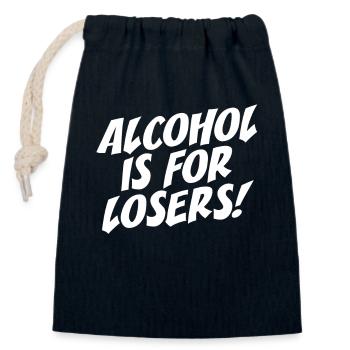 L’alcool est pour les perdants Alkoholfrei Sober Ohne Alk - Sac cadeau en coton avec cordon (14 x 20 cm) - bleu marine - Devant