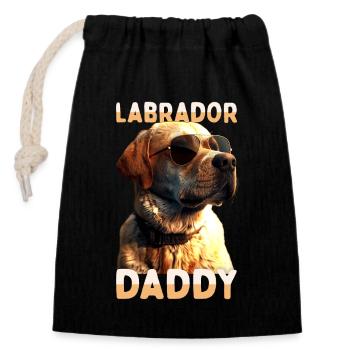 Labrador Daddy Papa Fête des Pères Labrador Retriever - Sac cadeau en coton avec cordon (14 x 20 cm) - noir - Devant