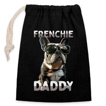 Frenchie Daddy Papa Fête des Pères Dogue Allemand - Sac cadeau en coton avec cordon (14 x 20 cm) - noir - Devant