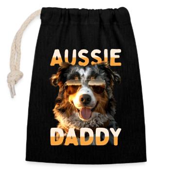 Aussie Papa Papa Fête des Pères Papa Berger Australien - Sac cadeau en coton avec cordon (14 x 20 cm) - noir - Devant