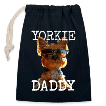 Yorkie Daddy Papa Fête des Pères Dad Yorkshire Terrier - Sac cadeau en coton avec cordon (14 x 20 cm) - bleu marine - Devant